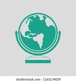 Globe icon. Gray background with green. Vector illustration.