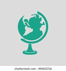 Globe icon. Gray background with green. Vector illustration.