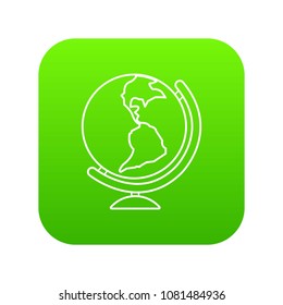 Globe icon green vector isolated on white background