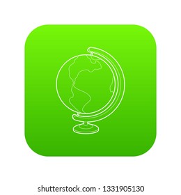 Globe icon green vector isolated on white background