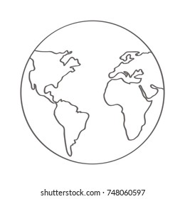 Globe icon. grey outline, World icon, grey line earth icon