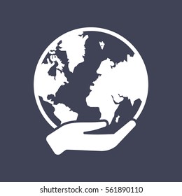 Globe icon with hand