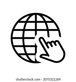 Globe icon with hand vector design