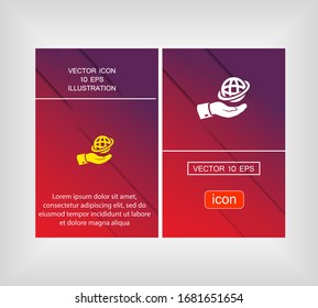 Globe icon with hand. Vector Eps 10. Lorem Ipsum Flat Design