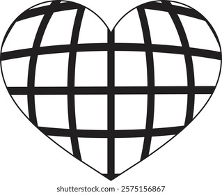 Globe icon in heart shape isolated on white background . Globe heart icon . Vector illustration