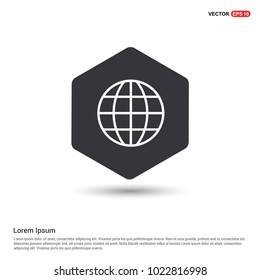 Globe Icon Hexagon White Background icon template