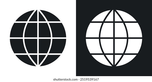 Globe icon icons in black and white filled style
