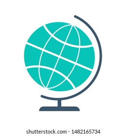 Globe icon. Idea of geography, sphere world map. Travel around the planet. Isolated flat vector illustration