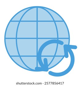Globe Icon illustration in Blue color flat style. eps 1
