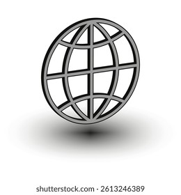 Globe icon illustration. Global network symbol. Gray black palette. Vector connectivity shape.