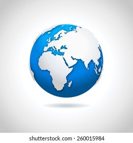 Globe icon - illustration
Vector illustration of blue-white globe symbol with drop shadow effect