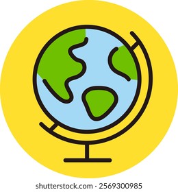 Globe icon. Image illustrations for travel, business, language study abroad, history, and society.