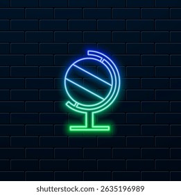 globo ícone dentro de cor plana círculo estilo. neon estilo. mapa de terra cartografia educação instrumento escolar.