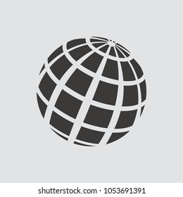 Globe icon isolated of flat style. Vector illustration.