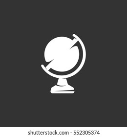 Globe icon isolated on black background. Globe vector logo. Flat design style. Modern vector pictogram for web graphics - stock vector