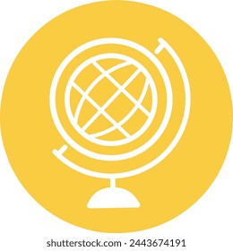 Globe icon isolated on yellow background