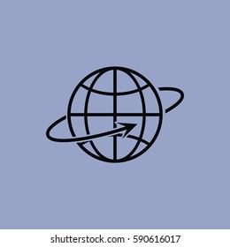 The globe icon isolated sign symbol and flat style for app, web and digital design. Vector illustration.