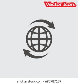 Globe icon isolated sign symbol and flat style for app, web and digital design. Vector illustration.