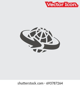 Globe icon isolated sign symbol and flat style for app, web and digital design. Vector illustration.