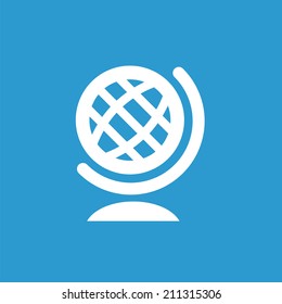 globe icon, isolated, white on the blue background. Exclusive Symbols 
