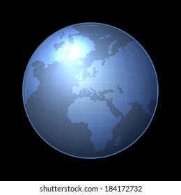 Globe Icon with Light Map of the Continents. Vector