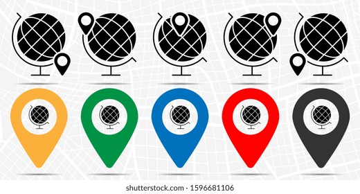 The globe icon in location set. Simple glyph, flat illustration element of education theme icons