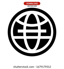 icono del globo o logotipo símbolo de signo aislado ilustración vectorial - iconos vectoriales de estilo negro de alta calidad
