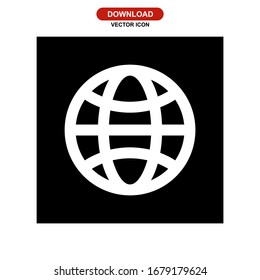 icono del globo o logotipo símbolo de signo aislado ilustración vectorial - iconos vectoriales de estilo negro de alta calidad
