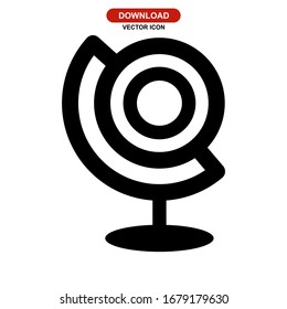 icono del globo o logotipo símbolo de signo aislado ilustración vectorial - iconos vectoriales de estilo negro de alta calidad
