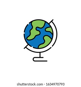 Globe icon logo vector illustration. Flat Globe vector line art illustration for icon, logo, symbol, web, UI. Vector illustration of Globe isolated on white background.