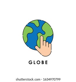 Globe icon logo vector illustration. Flat Globe vector line art illustration for icon, logo, symbol, web, UI. Vector illustration of Globe isolated on white background.