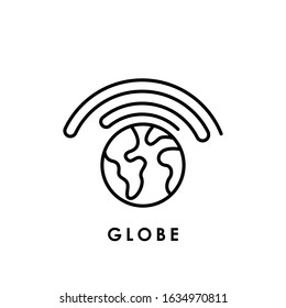 Globe icon logo vector illustration. Flat Globe vector line art illustration for icon, logo, symbol, web, UI. Vector illustration of Globe isolated on white background.