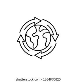 Globe icon logo vector illustration. Flat Globe vector line art illustration for icon, logo, symbol, web, UI. Vector illustration of Globe isolated on white background.