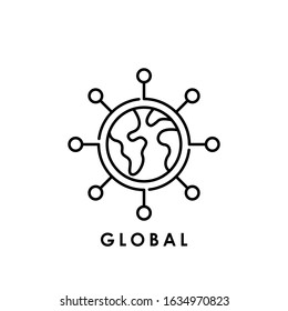 Globe icon logo vector illustration. Flat Globe vector line art illustration for icon, logo, symbol, web, UI. Vector illustration of Globe isolated on white background.