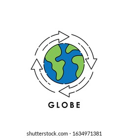 Globe icon logo vector illustration. Flat Globe vector line art illustration for icon, logo, symbol, web, UI. Vector illustration of Globe isolated on white background.