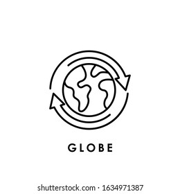 Globe icon logo vector illustration. Flat Globe vector line art illustration for icon, logo, symbol, web, UI. Vector illustration of Globe isolated on white background.