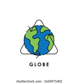 Globe icon logo vector illustration. Flat Globe vector line art illustration for icon, logo, symbol, web, UI. Vector illustration of Globe isolated on white background.