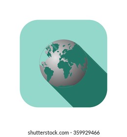 Globe icon with long shadow