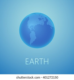 Globe icon with map of the continents of the world
