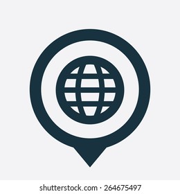 globe icon map pin on white background 