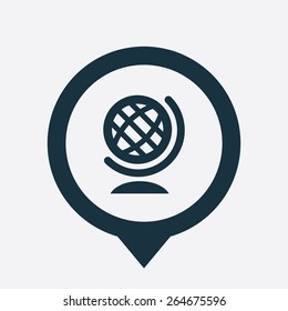 globe icon map pin on white background 
