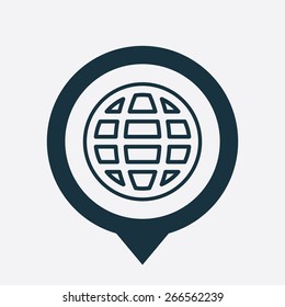 globe icon map pin on white background 
