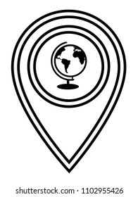 globe icon and map pointer.designed for schools, high schools, educational institutes and signatures