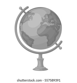 Globe icon in monochrome style isolated on white background. Rest and travel symbol stock vector illustration.