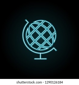 The globe icon in neon style. Simple thin line, outline vector of education icons for UI and UX, website or mobile application
