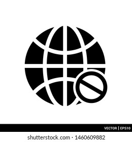 Globe icon. no internet connection icon. web icon flat vector illustration. EPS 10