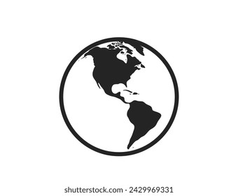 globe icon. Occident, western hemisphere of the planet earth. isolated vector image in simple style
