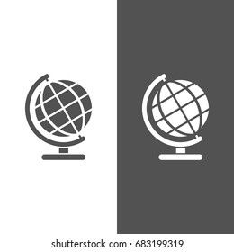 Globe icon on black and white background