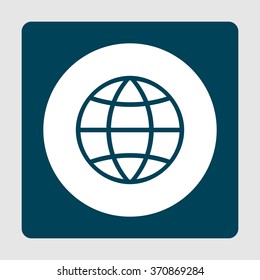 globe icon, on blue background