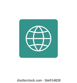 Globe icon on coloured round background with creative style
